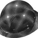 AFP Fiber Full Brim Hard Hat | 6 Point Ratchet Suspension | OSHA & ANSI Rated (Gloss Black)