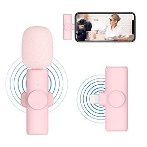 Wireless Lavalier Microphone for iPhone iPad, mini Lapel Wireless Microphone for Video Recording, TikTok Facebook Live Steam, Youtubers, Vloggers, Interview, Clip-on Plug & Play (Black)