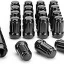 1/2-20 Black Lug Nuts for Jeep Wrangler, 1/2x20 Spline Lug Nuts Fit for 2002-2012 Liberty TJ XJ ZJ CJ5, 1993-2010 Grand Cherokee Aftermarket Tuner Wheels, 6 Spline Alloy Steel Locking Truck Lug Nut