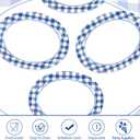 50Pcs Blue and White Gingham Oval Paper Plates 10" x 12" Large Blue Gingham Checkered Plaid Plates Disposable Heavy Duty Oktoberfest Plate for Oktoberfest Holiday Picnic BBQ Birthday Party Decorations