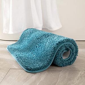 MIULEE Teal Bathroom Rugs, Soft Absorbent Microfiber Bath Rugs Non Slip Quick Dry Fluffy Bath Mats for Bathroom Floor Tub Showers, Machine Washable, 20x30 Inch