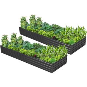 2PCS 9x3x1ft Galvanized Raised Garden Bed,Outdoor Planter Box Metal Patio Kit Planting Bed for Vegetables Flowers Herb,Black
