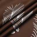 Estelar Textiler Brown Blackout Curtains 63 Inches Long, Room Darkening Curtains for Bedroom, Thermal Insulated Drapes with Silver Foil Print Palm Leaf Pattern for Living Room, 52Wx63L, 2 Panels