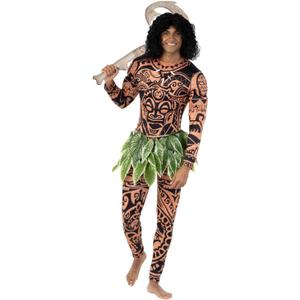 Morph Maui Costume for Men, Hawaiian Tattoo Costume, Halloween Outfit for Adults, Luau Party Attire (Large)