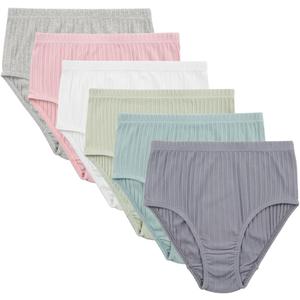 KNITLORD Women's Plus Size Underwear Cotton 6 Pack High Waisted Briefs Panties (3X-Large Plus)
