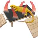 Bearded Dragon Basking Platform with Climbing Ramp,Leopard Gecko Basking Platform with Slate Stone,Reptile Basking Rock Hide Cave Climing Accessories for Turtle,Snake,Lizard(7.9x11.8x3.9IN)