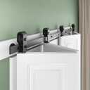 SMARTSTANDARD 96" Bifold Sliding Barn Door Hardware Kit, 8ft Top Mount Bi-Folding Track Kit for Four 23" Closet Pantry Laundry Doors-Smoothly and Quietly, Black [No Door]