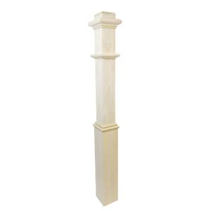 960 - Wood Box Newel - 48" Plain Style Stair Newel Post with Pedestal, Square Newel Post for Staircase, Elegant Sleeve Design, Durable & Customizable for Wood Stairs (Poplar)