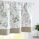 JINCHAN Linen Double Layer Valance Curtain for Windows Farmhouse Floral Light-reducing Kitchen Living Room Bedroom Bathroom 18 Inch Rod Pocket 1 Panel Green on White