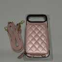 Bocasal Crossbody Wallet Case for iPhone 17 Air, RFID Blocking PU Leather Zipper Handbag Purse Flip Cover, Kickstand Folio Case with Card Slots Holder Wrist Strap Lanyard 5G 6.5 Inch (Rose Gold)