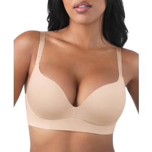 FeelinGirl Wireless Bras Comfortable Push Up Bra Full Support Lift Bralette Seamless Tshirt Bras (Beige) 34B