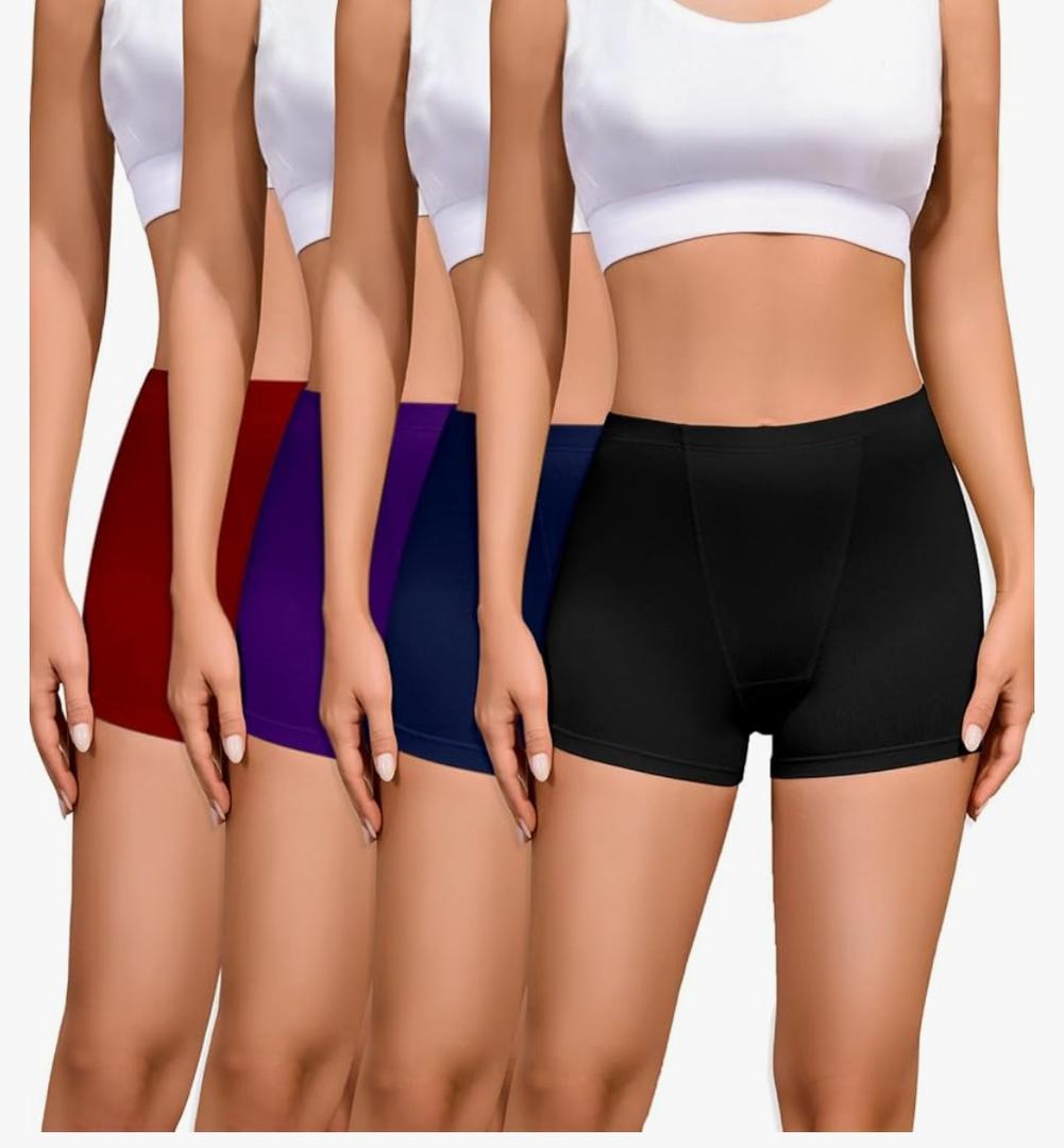 Cotton Boyshort Underwear for Women Cotton Boxer Briefs for Women Underwear Shorts 4 Pack(FQ) XL, Black/Navy/Dark Purple/Red