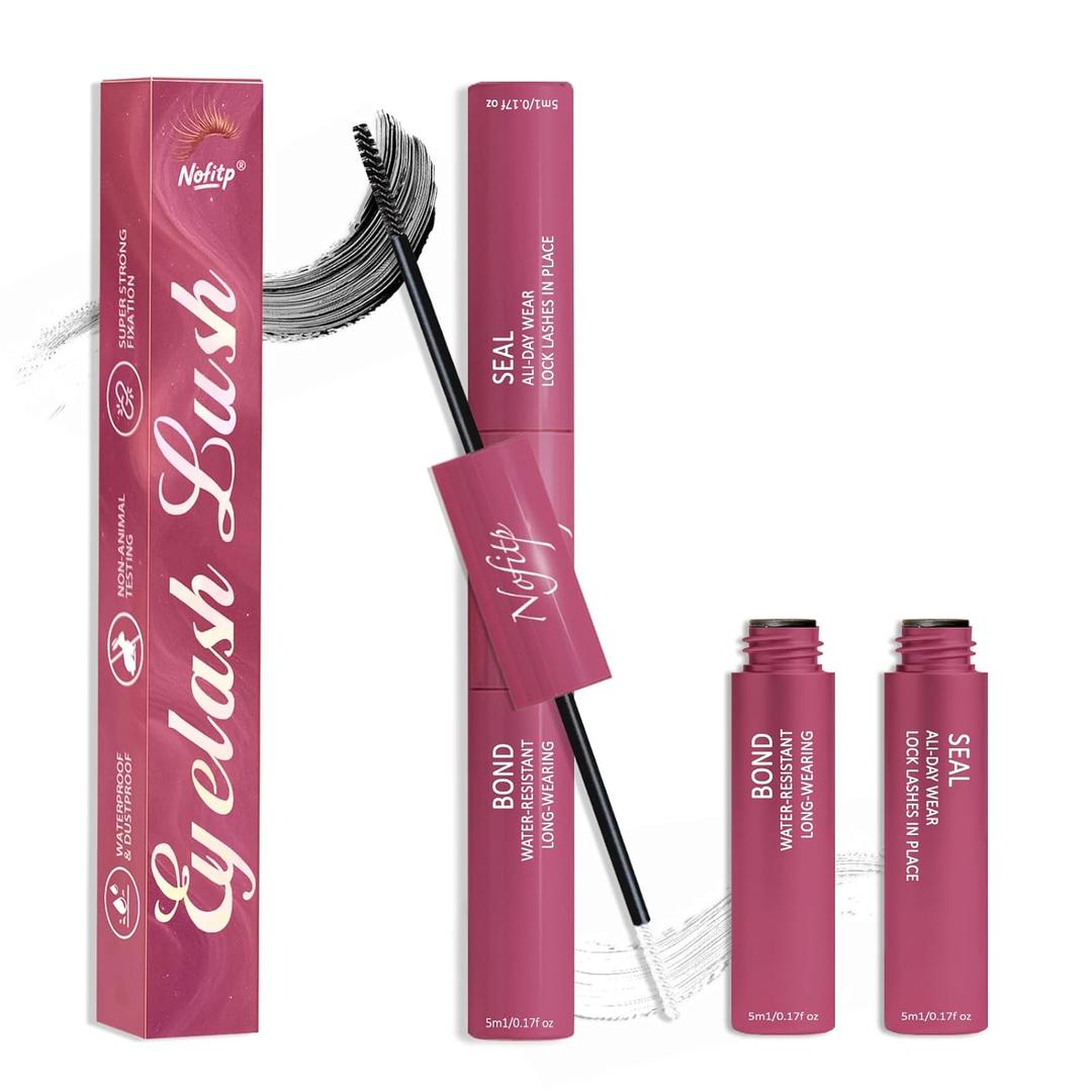 2 x Lash Cluster Glue, 2-in-1Waterproof Eyelash Glue, 72 Hours Strong Hold, Gentle and Non-Irritating, Easy to Use and Remove 0.34 Fl Oz (Pack of 1)