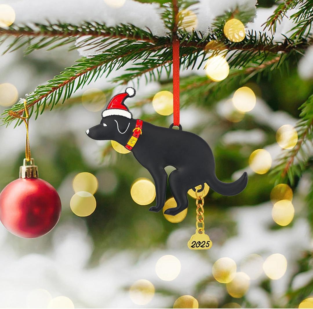 Funny Christmas Ornaments 2025 Black Labrador Dog Christmas Ornaments for Christmas Tree Fun Christmas Ornament Adult Exchange Gag Gifts Dog Gifts