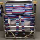 Tommy Bahama 5-Position Classic Lay Flat Folding Backpack Beach Chair, Aluminum, Red, White, and Blue Stripe