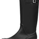 DKSUKO Women's Tall Rain Boots Garden Boots Waterproof Wellington Rubber Boots (6, Matte Black)
