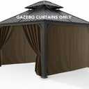 Gazebo Curtains Outdoor Waterproof - 10'Wx10'Lx7'H Weatherproof Patio Pergola Outside Curtains, Gazebo Universal Replacement Privacy Curtains, 4 Panels Sidewall Drapes with Zipper, Brown
