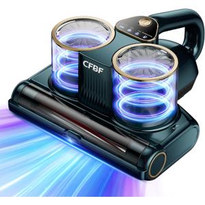 CFBF Mattress Vacuum Cleaner, Bed Vacuum Cleaner with 16Kpa Suction 253.7nm UV-C Light, Ultrasonic & High Heating, 500W Powerful Double-Cup Handheld Vacuums for Bed, Sofa, Couch, Crib, 16.4FT Corded