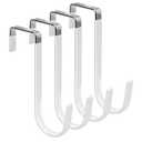 FYY Over the Door Hooks, 4 Pack Hangers Hooks with Rubber Prevent Scratches Heavy Duty Organizer for Living Room, Bathroom, Bedroom, Kitchen Hanging Clothes, Towels, Hats, Coats, Bags White