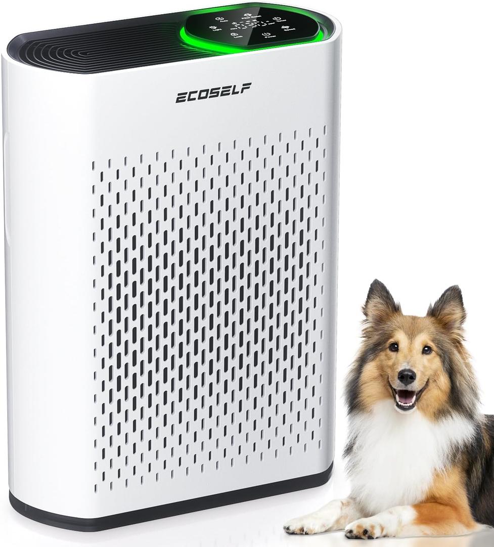 Air Purifiers for Home Large Room Up to 2400 Ft with Air Quality Monitor 20dB Sleep Mode, Powerful Air Purifier for Bedroom Office Living Room HAP602 White
