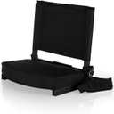 Picnic TIME Gridiron Stadium Seat with Back Support, Folding Bleacher Chairs with Back and Cushion, Thick Padded Stadium Seat and Armrest with Carry Straps, and Bleacher Hook Feature (Black)