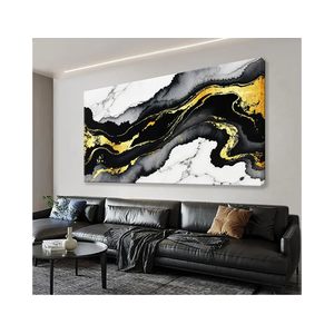 Black And Gold Abstract Wall Art Small Size Home Wall Decoration Modern Minimalist Abstract Wall Decor Canvas Art Wall Decor Marble Texture Painting Pictures For Bedroom Office Artwork 20"X40"