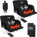 Heated Massage Stadium Seats Pack of 2, 25 Inche Folding Bleacher Chair with 10000mAh Portable Power*2, 3 Levels of Heat&Massage, 6 Reclining Positions for Camping, Sports