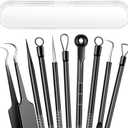 5PCS Blackhead Remover Pimple Popper Tool Kit, Professional Stainless Pimple Acne Blemish Removal Tools Kit for Face (Black)