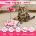 Cat Puzzle Toys Games Level 3 in 1 with Track Balls, Feather Teaser & Treat Feeder | Non-Slip Base | Mental Stimulation Enrichment for Indoor Cat, Dogs | Kitty Gift, Pink