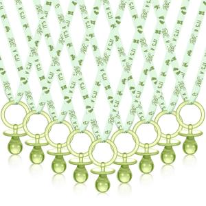 Geiserailie 36 Pcs Baby Shower Pacifiers Necklace Acrylic Pacifiers Necklace Charm Party Favors for Girls Boys Baby Shower Party Decorations Table Scatter(Green)