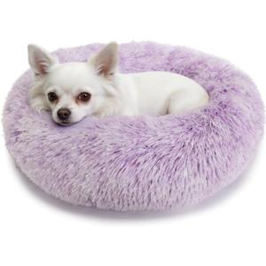 nononfish Cozy Calming Dog Bed,Soft Plush Donut Pet Bed