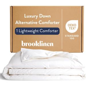 Lightweight Down Alternative Comforter - Twin/Twin XL - Cooling Summer Duvet Insert for Hot Sleepers - 100% Cotton Sateen, Breathable Recycled Fill, Baffle Box - Soft & Airy Bedding