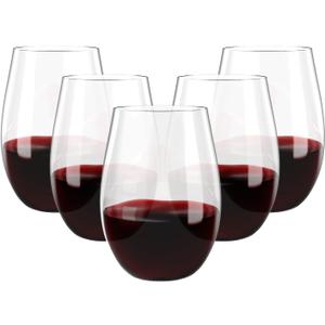 FOCUSLINE 20 Pack 16 Oz Plastic Wine Glasses, Stemless Plastic Wine Cups Heavy Duty, Unbreakable Disposable Wine Glasses for Wedding or Party