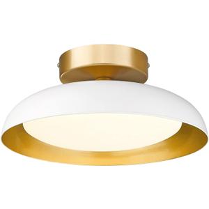 kudos Flush Mount Ceiling Light, 12-inch LED Ceiling Light Fixture, White and Gold Finish, 12W 1200lm Light Fixtures Flush Mount for Bedroom, Hallway, 3CCT Adjustable, KDCL01-WT