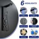 ROVATE 5 in 1 LED Rainfall Waterfall Shower Panel, Matte Black