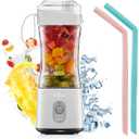 B Well Portable Rechargeable Personal Blender, White, Touch Control, USB Charging 13 Oz