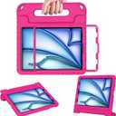 AVAWO Kids Case for New iPad Air (M3/M2) 11 Inch 2025/2024, iPad Air 5th/4th Generation 10.9 Inch Case (2022/2020), Light Weight Shockproof Durable Handle Stand Kids Cover, Rose