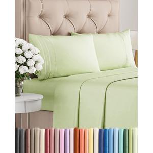 Queen Size 4 Piece Sheet Set - Comfy Breathable & Cooling Bed Sheets Set - Hotel Luxury Bedding for Women, Men, Kids, Teens, Boys & Girls - Deep Pockets and Wrinkle Free - Oeko-Tex - Light Sage Green