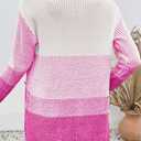 Sidefeel Womens Cardigan Sweaters Open Front Long Sleeve Ribbed Color Block Knit Fall Sweaters (L)