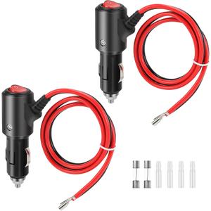 12V Cigarette Lighter Male Plug Replacement with On Off Switch and Leads 1.8FT 14AWG Cigarette Lighter Adapter Extension Cable For Car Truck Motorcycle