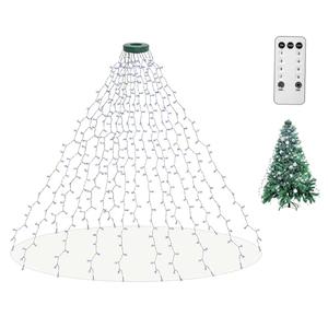 aneeway 400 LED Christmas Tree Lights, 6.6FT Christmas Lights with Remote Control & 8 Modes, 16 String Lights with Memory Function, Timer for Xmas Tree Decorations - White
