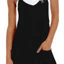 Womens Summer Rompers Casual Loose Sleeveless Overalls Spaghetti Strap Shorts Jumpsuit Beach Vacation Outfits (Medium, Black)