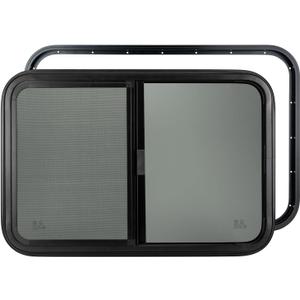 Dulepax Horizontal RV Window, 21" W x 14" H Tinted Slide Trailer Window, Tempered Glass Camper Window Replacement with Net Screen and Trim Ring, DOT Approved Dulepax Horizontal RV Window, 21" W x 14" H Tinted Slide Trailer Window, Tempered Glass Camper Window Replacement with Net Screen and Trim Ring, DOT Approved