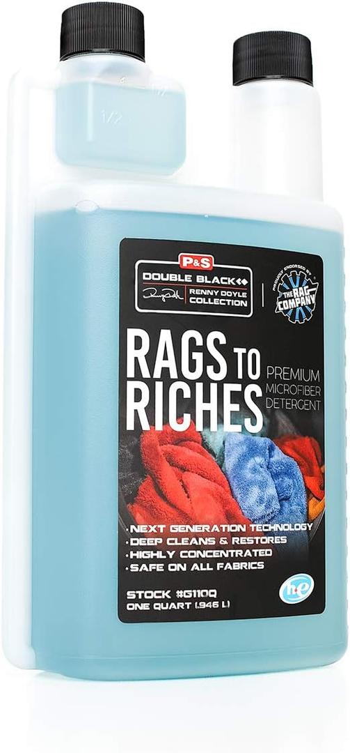 P & S PROFESSIONAL DETAIL PRODUCTS - Rags to Riches - Premium Microfiber Detergent, Deep Cleans and Restores, Safe on All Fabrics, Highly Concentrated, Next Generation Cleaning Technology (1 Quart) (32 Fl Oz (Pack of 1))