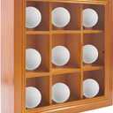 Wooden Golf Ball Display Case with Ring Bases, Tabletop & Wall Mounted Golf Ball Storage Box, 9 Holes Golfball Case with Clear Acrylic Door for Collections Memorabilia Signed Golfball