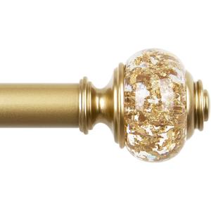 1 Inch Gold Curtain Rods for Windows 36 to 72 Inches (3 to 6 ft), USFOOK Telescoping Single Drapery Rod, Decorative Curtain Rod with Luxury Translucent Finials