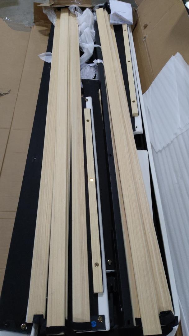 King Size Upholstered Bed Frame with Adjustable Headboard, Faux Leather Platform Bed with Wood Slats, Lychee Grain Leather, No Box Spring Needed, Easy Assembly, Noise Free, White