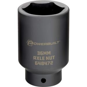 Powerbuilt 1/2-inch Drive Axle Nut Socket, 36mm 6 Point Extra Deep, Remove Front Wheel Drive Axle Shaft Nuts, Pin Hole - 648472, Black