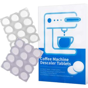 Coffee Machine Descaler Tablets, 24 Count, 1 Year Supply, 3X Faster Descaling, Universal Compatibility