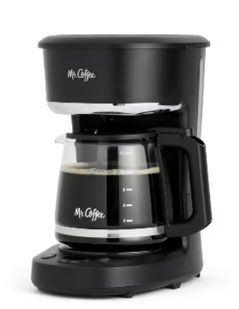Mr. Coffee 12-Cup Programmable Coffee Maker Black: Drip Machine, Dishwasher-Safe, Electric, Paper Filter